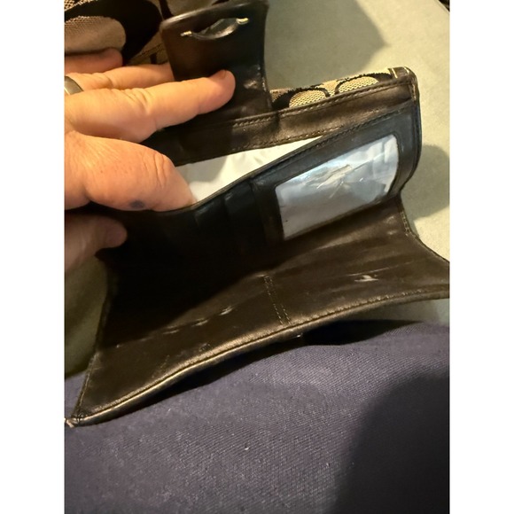 Coach Signature Canvas Shoulder Bag w Matching Wallet Turnlock Black Tan - Picture 7 of 10